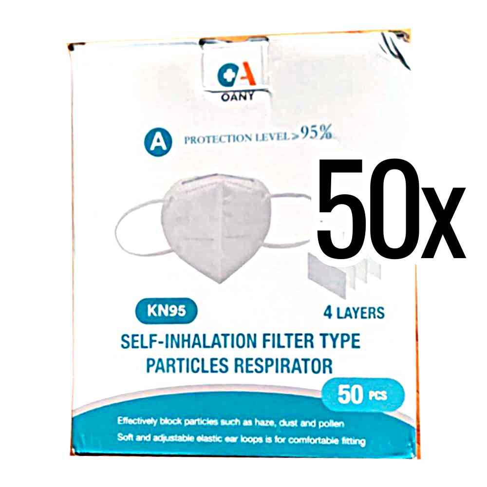 50x KN95 Atemschutz-Maske Gesichtsmaske Schutzstufe zertifiziert, 1,60€/Stück
